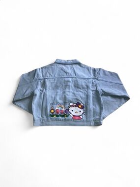 Hello Kitty and Friends Cartoon Graphic Button Front Denim Jacket